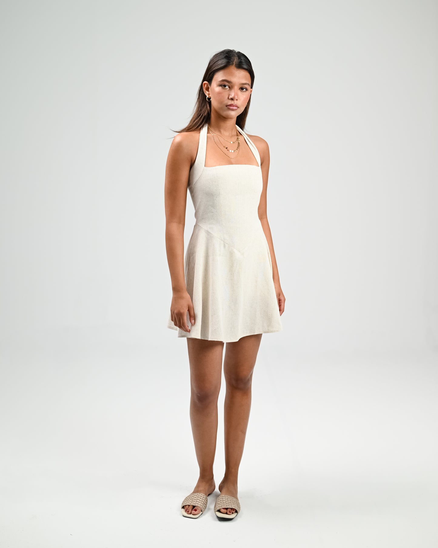 The Solène Linen Dress -Creamy