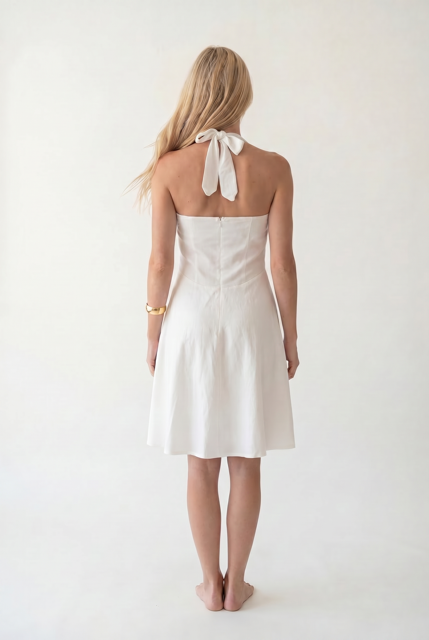 The Solène Linen Dress -White Lace