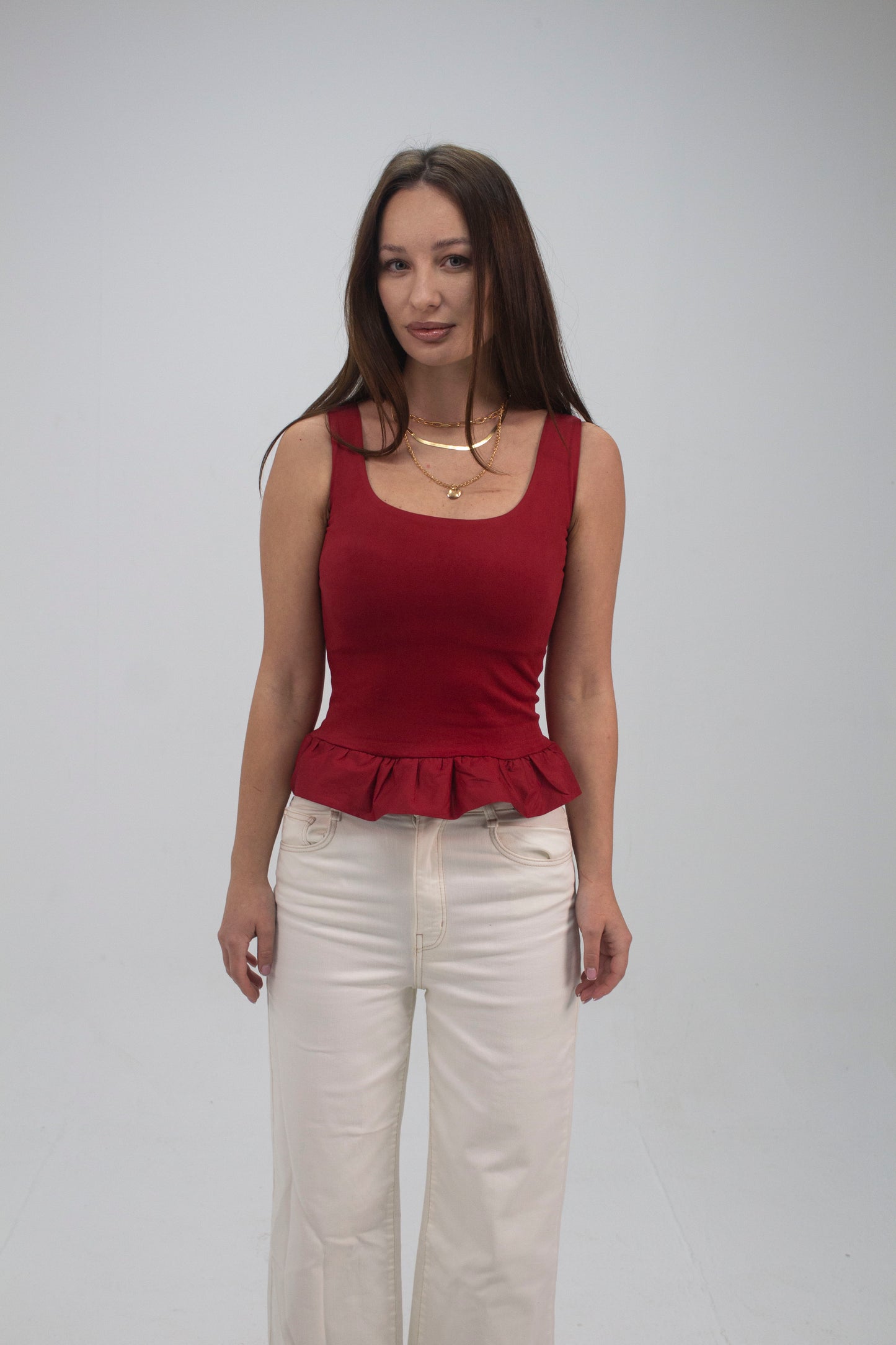 The Bubble Top -Dark Red