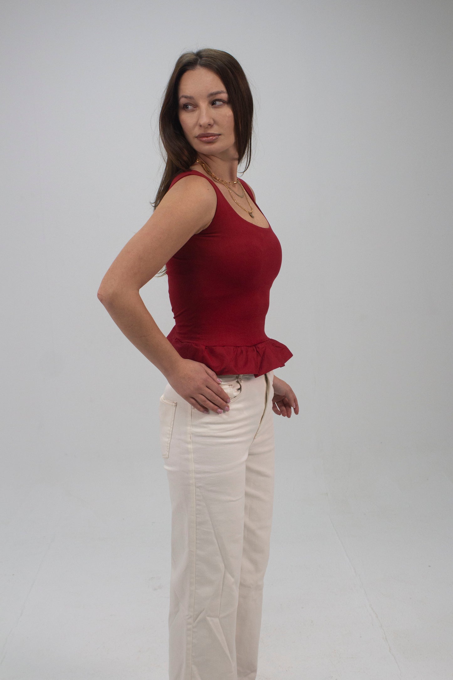 The Bubble Top -Dark Red