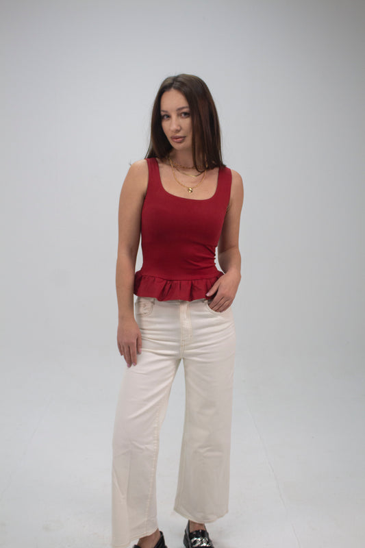 The Bubble Top -Dark Red