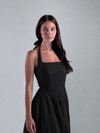 The Solène Linen Dress -Black Lace