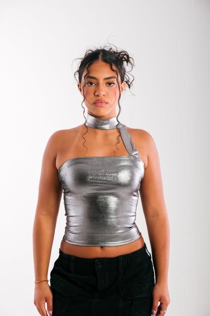 Siren Top -Shimmer Silver