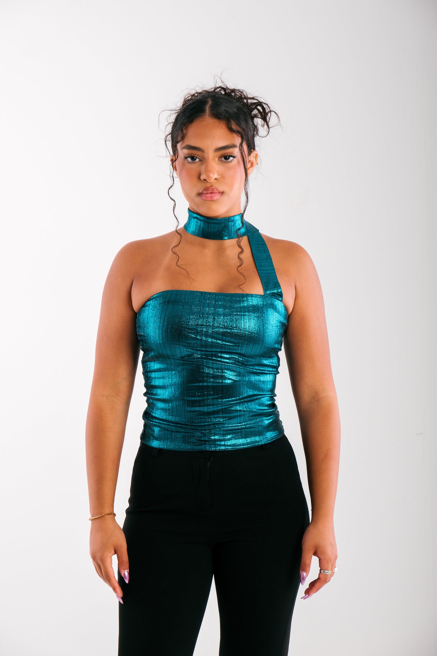 Siren Top -Shimmer Turquoise