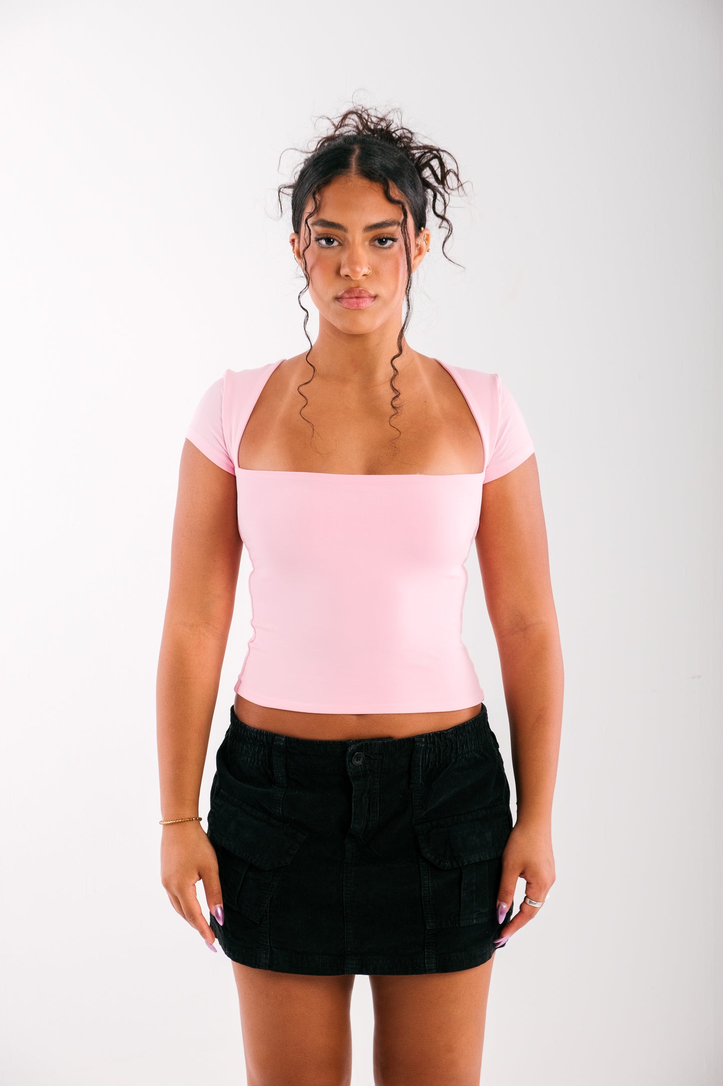 Two Sides Luna Top -Powder pink