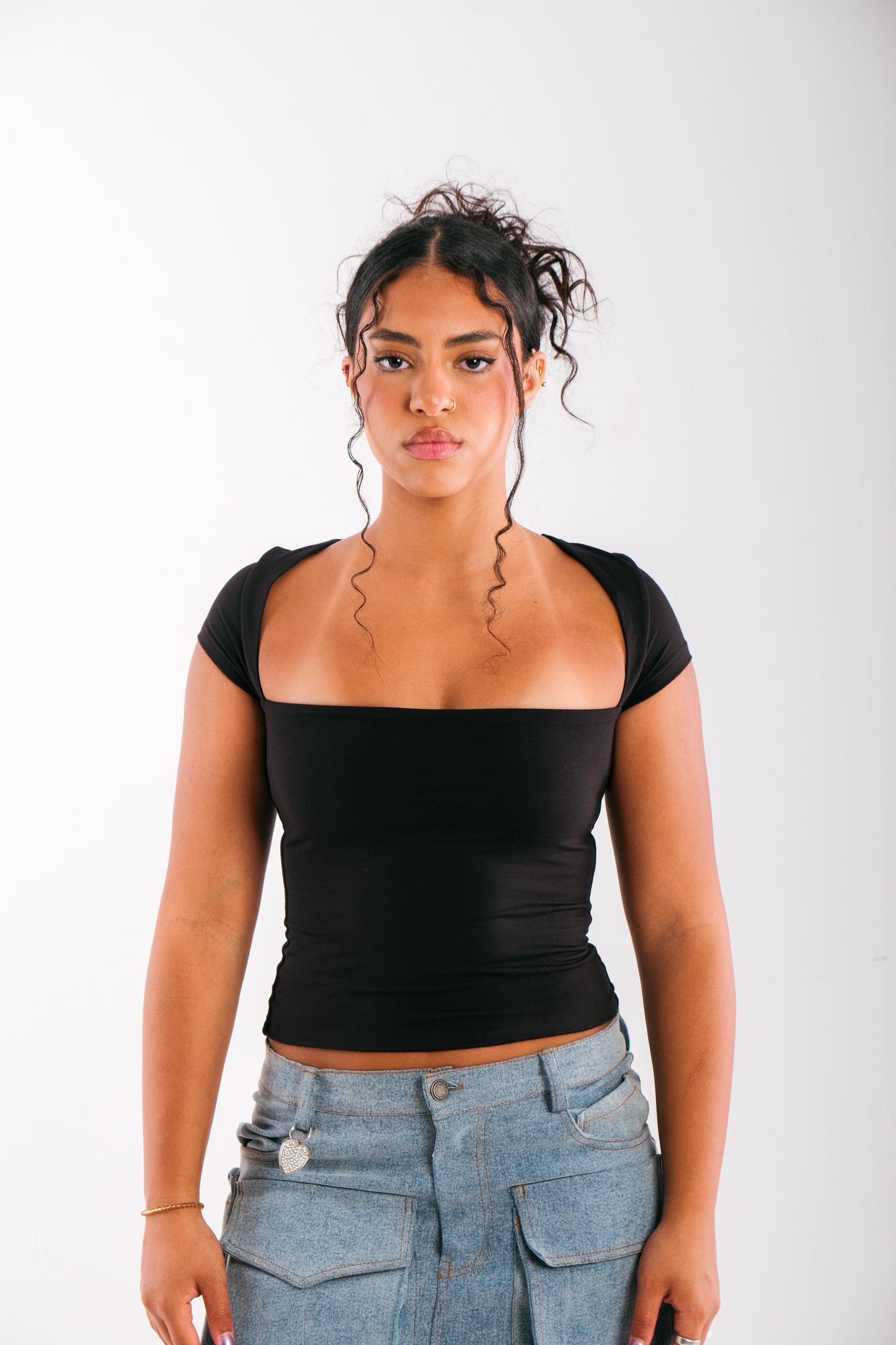 Two Sides Luna Top -Black