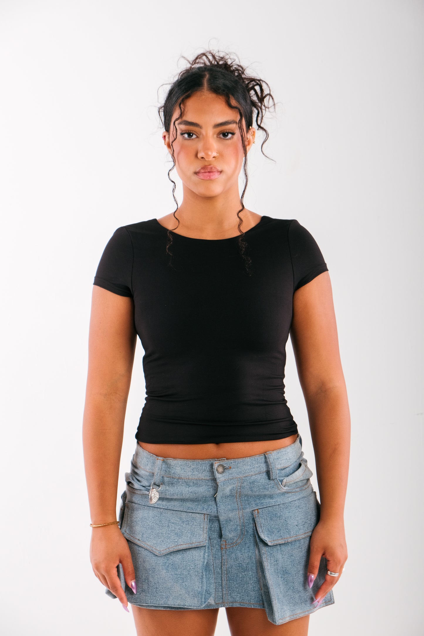 Two Sides Luna Top -Black