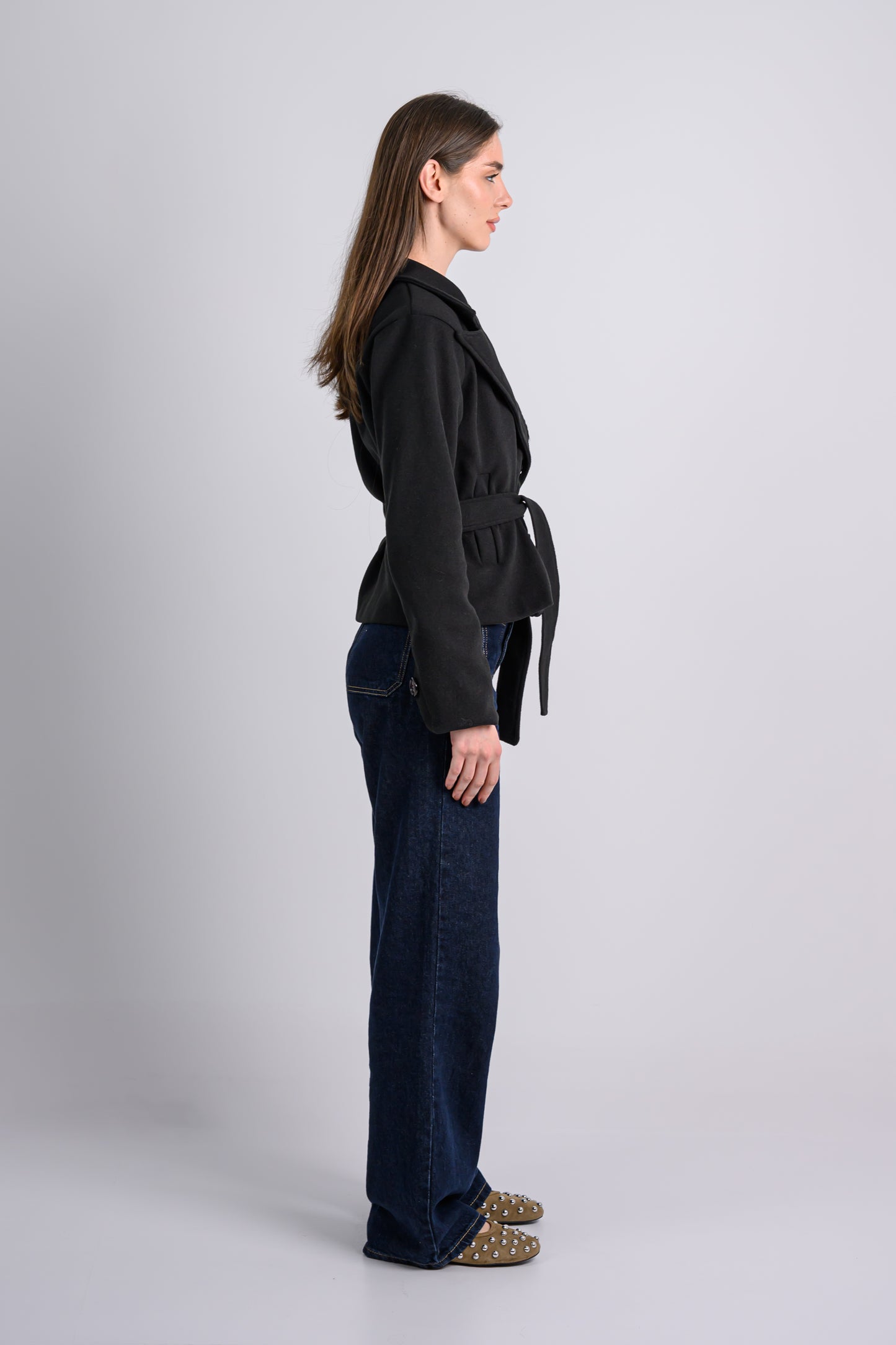 The Cropped Trench Coat -Black