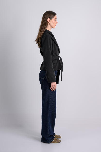 The Cropped Trench Coat -Black