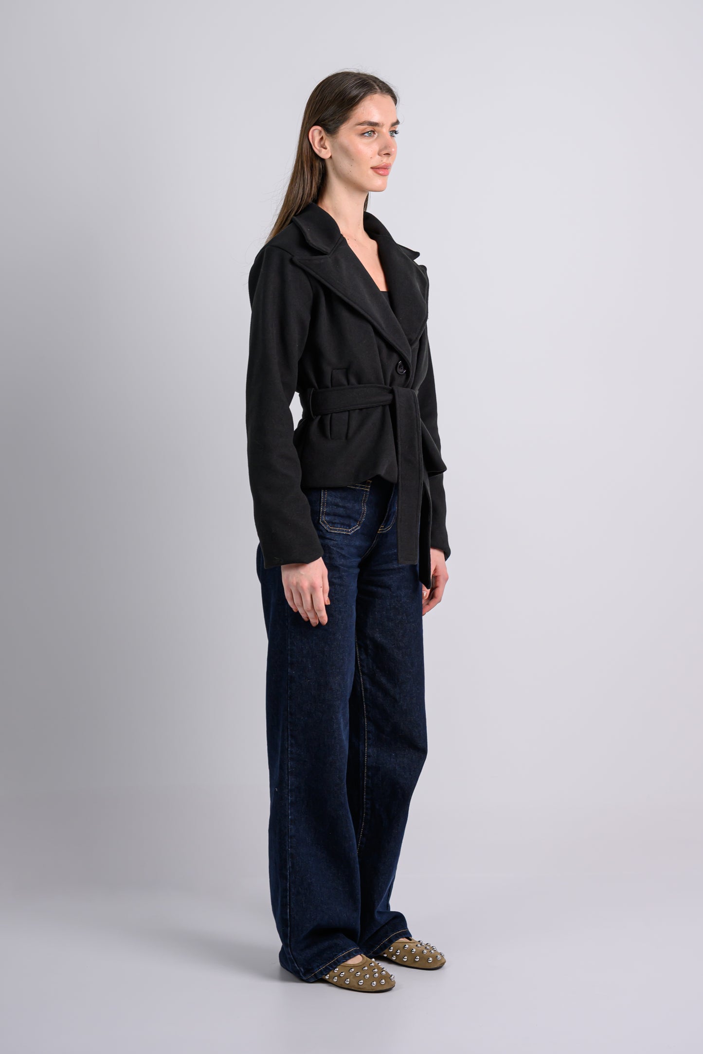 The Cropped Trench Coat -Black