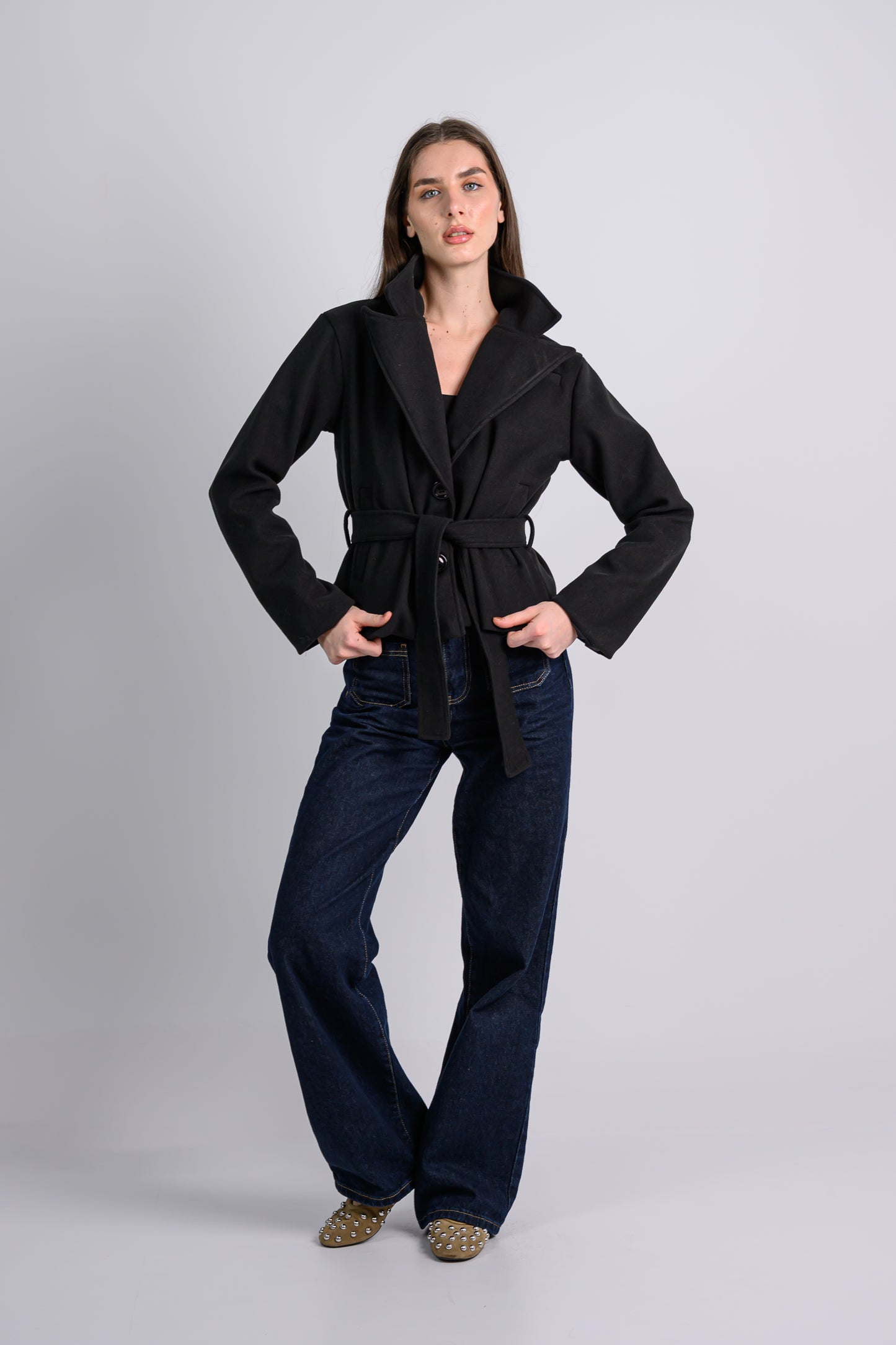 The Cropped Trench Coat -Black