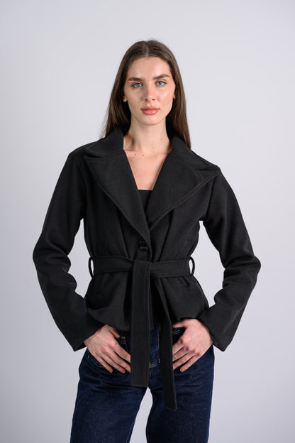 The Cropped Trench Coat -Black