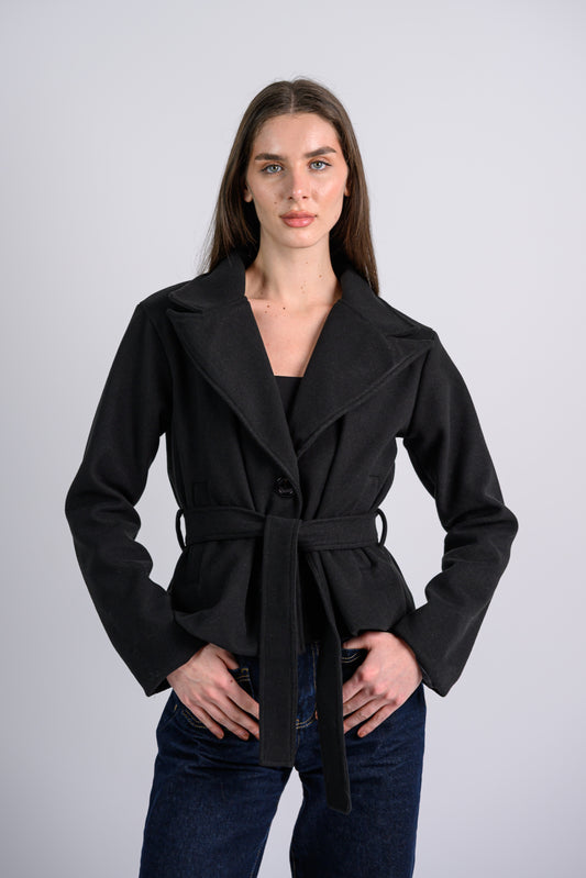 The Cropped Trench Coat -Black