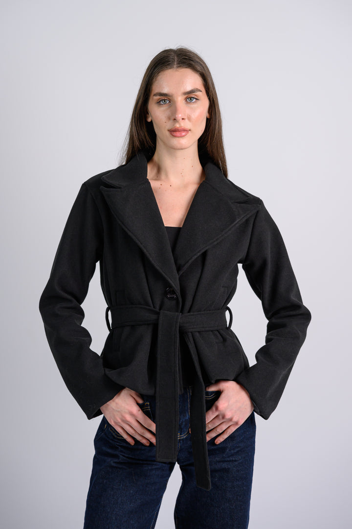 The Cropped Trench Coat -Black