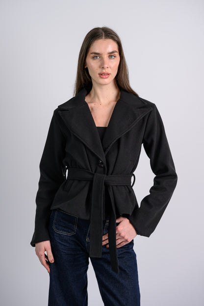 The Cropped Trench Coat -Black