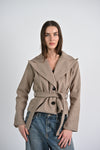 The Cropped Trench Coat-Beige