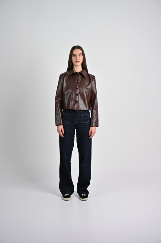 Leather Jacket -Chocolate Brown