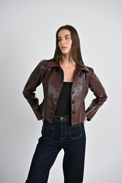 Leather Jacket -Chocolate Brown