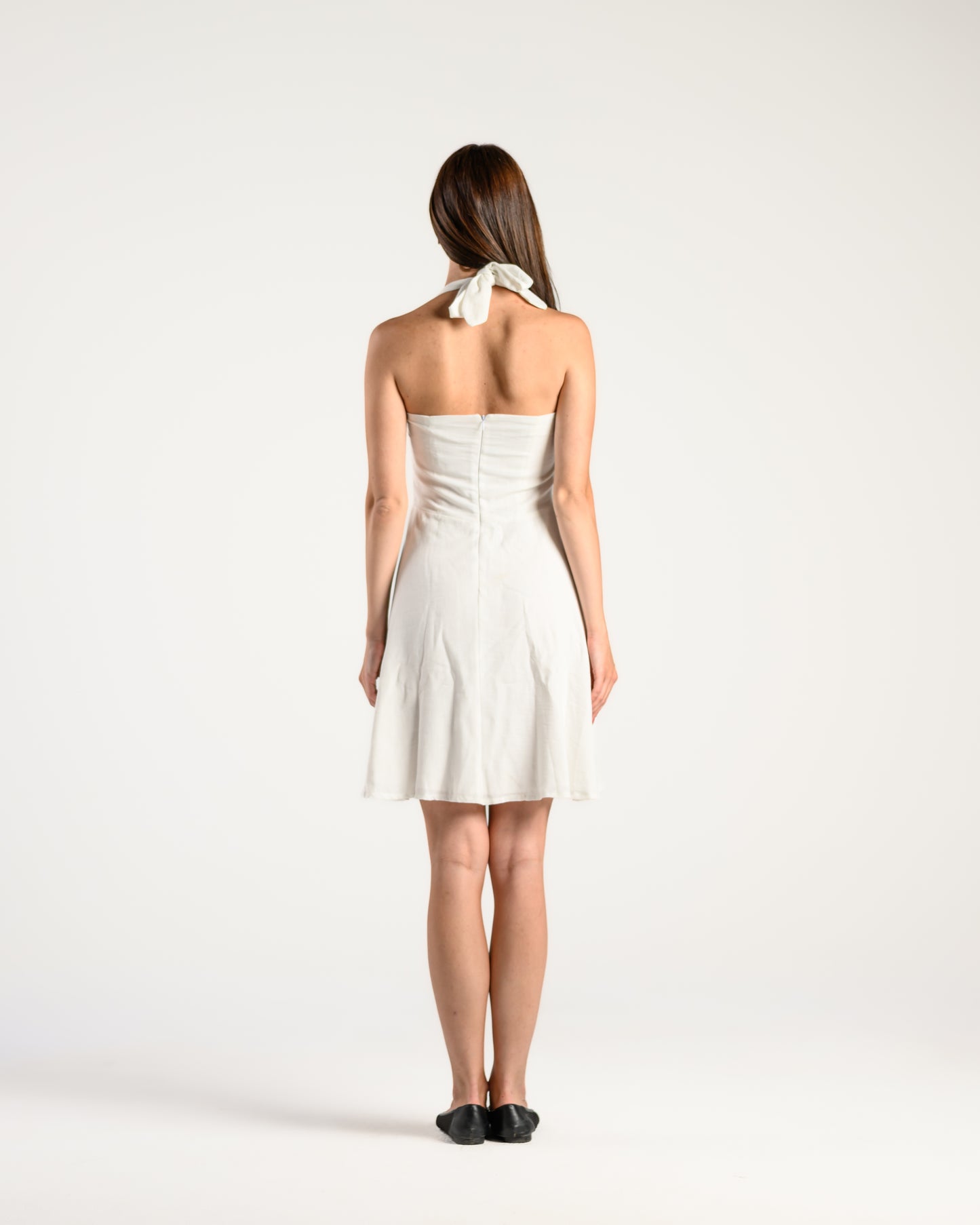 The Solène Linen Dress -White Lace
