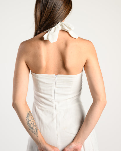 The Solène Linen Dress -White Lace