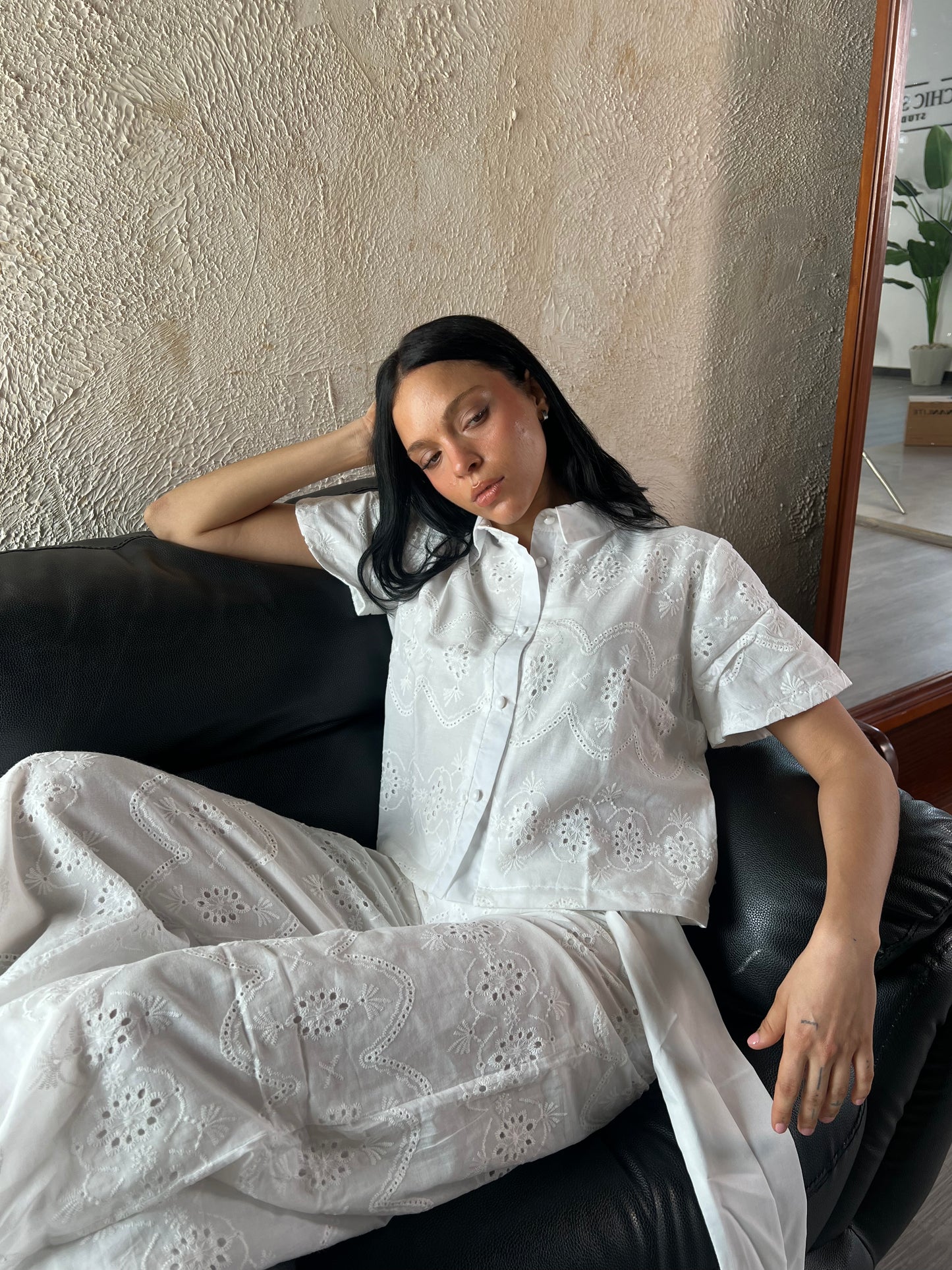 White Embroidery double layered set