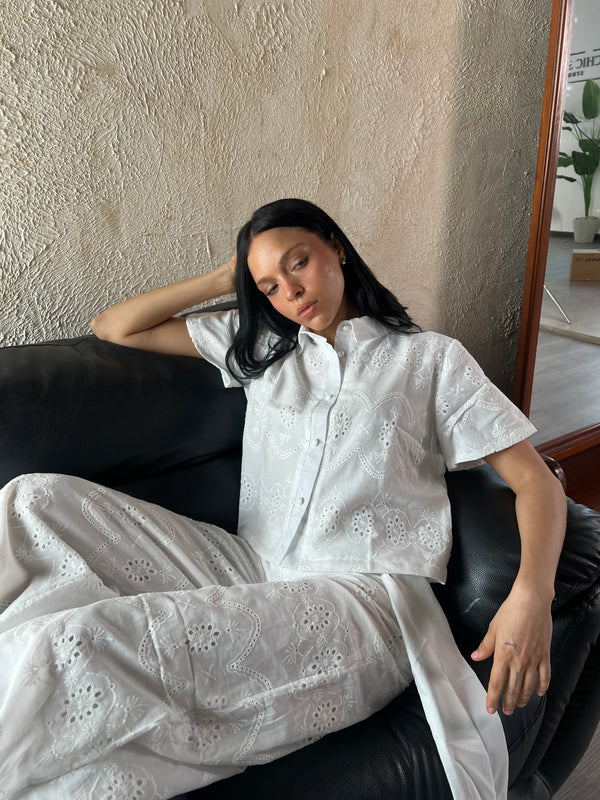 White Embroidery double layered set
