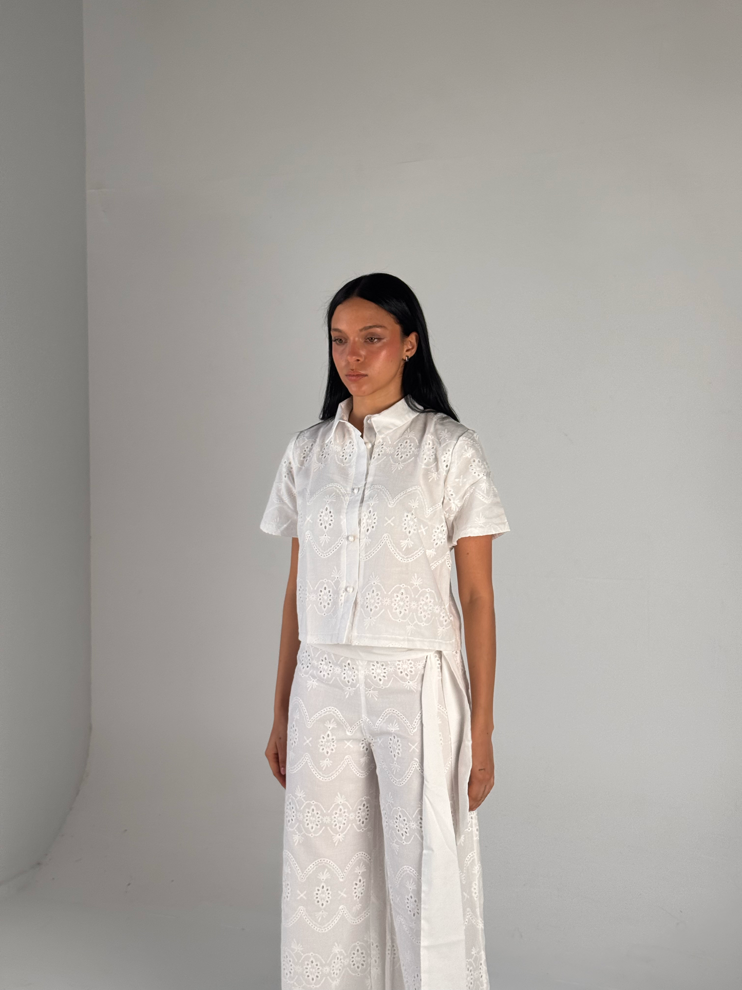White Embroidery Double layered Top