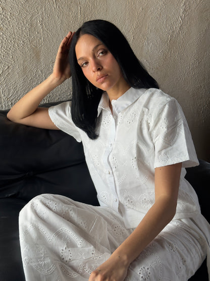 White Embroidery double layered set