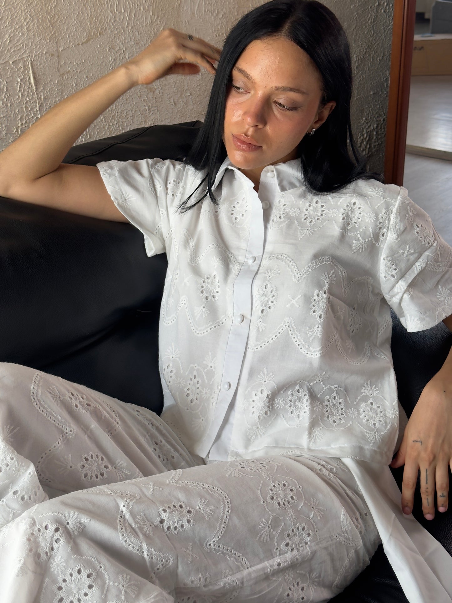 White Embroidery double layered set