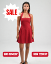 The Solène Linen Dress -Burgundy
